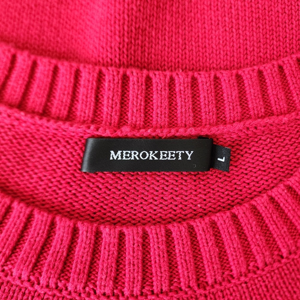 Merokeety Sweater Women's Size Large Pullover Trendy Crew Neck‎ Long Sleeve Knit - Picture 3 of 6